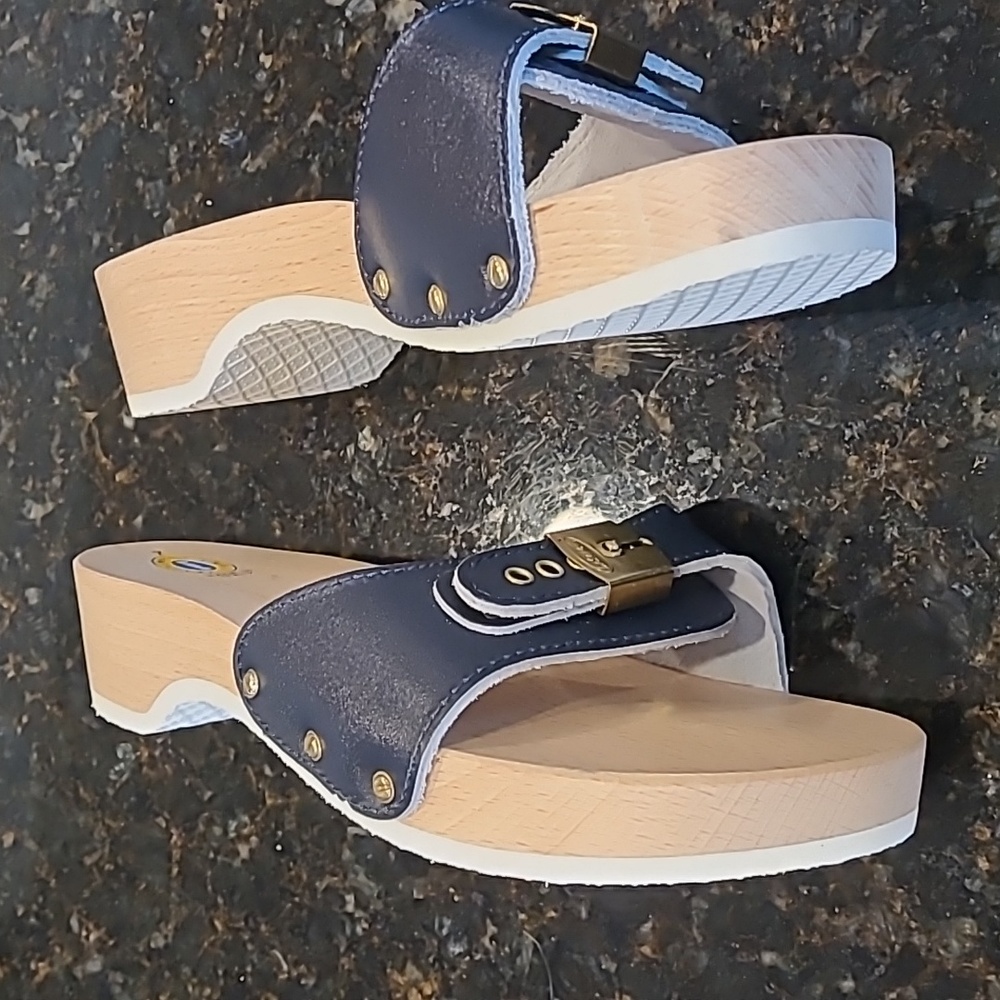 Vintage doctor scholl's exercise sandals 7m Italy Navy Y2k - Picture 4 of 12